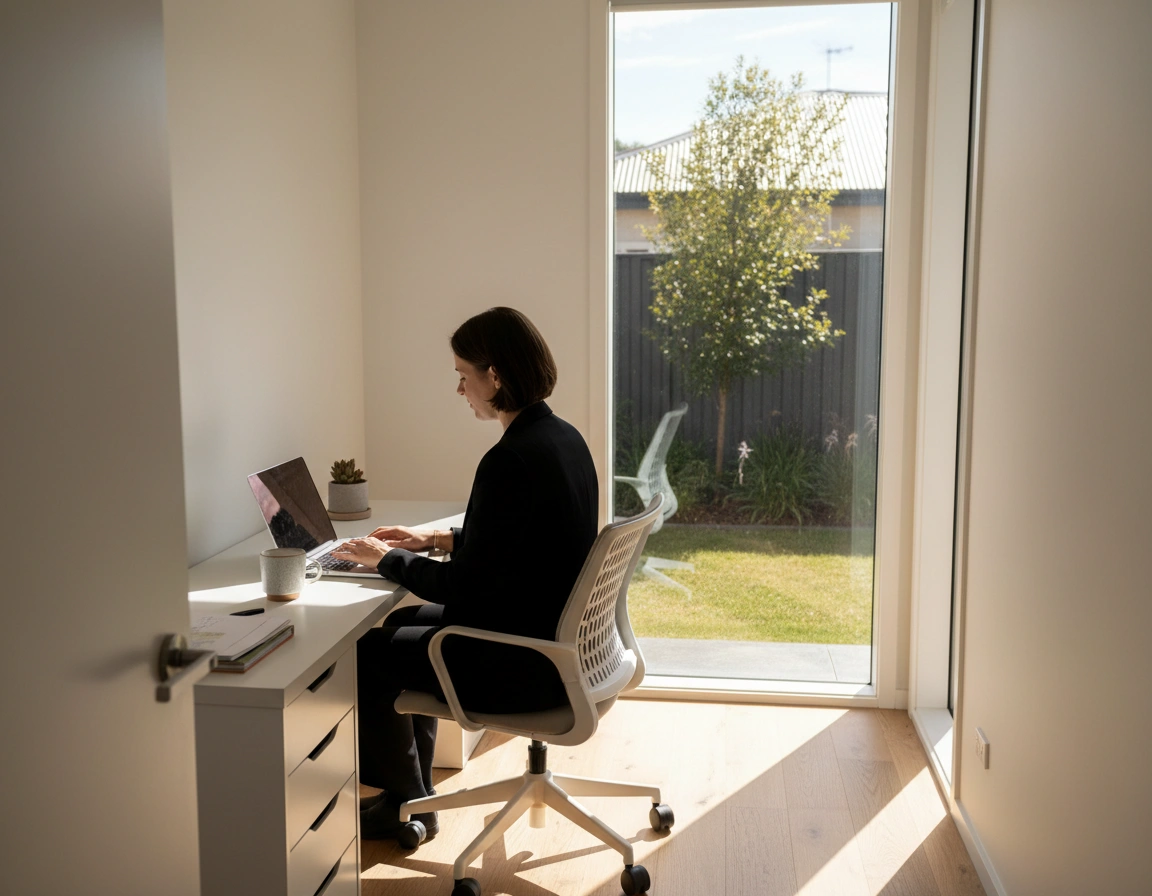 A business owner working at a desk