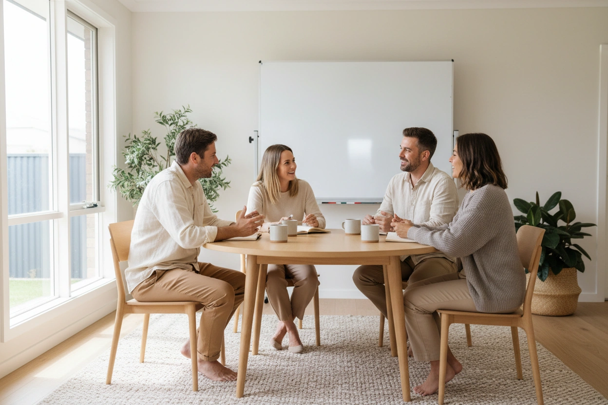 A small group workshop around a table